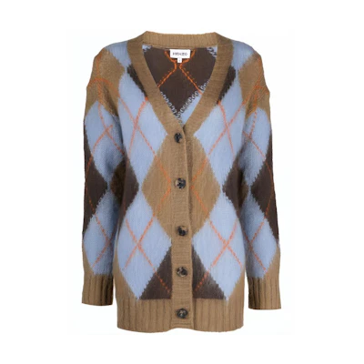 (Women) KENZO FW21 Oversized Wool Knit Cardigan Jacket - Blue FB62CA6103CC-62