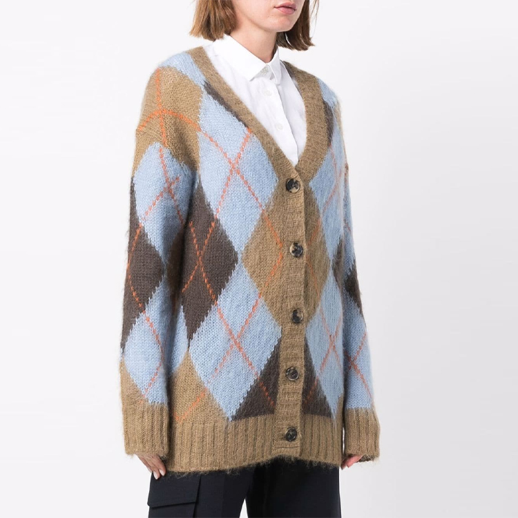 Purchase (W) KENZO FW21 오버사이즈 울 니트 가디건 재킷 - 블루 FB62CA6103CC-62