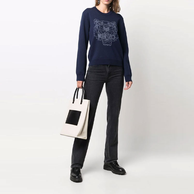 (Women) KENZO FW21 Tiger Embroidered Knit Sweatshirt Navy Blue. FB62PU6453XA-79 圖 3