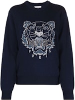 (Women) KENZO FW21 Wool Cotton Blue Long-Sleeve Pullover Sweater FB65PU5303XC-79 (Women) KENZO FW21 Wool Cotton Blue Long-Sleeve Pullover Sweater FB65PU5303XC-79