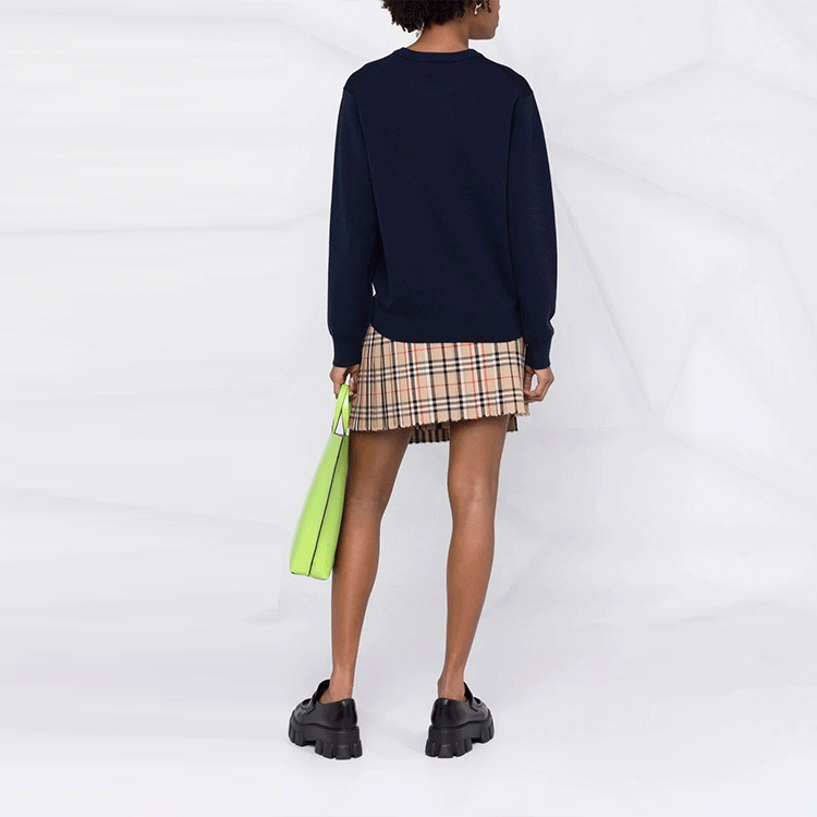 Shop (W) KENZO FW21 Suéter Azul de Lana y Algodón de Manga Larga Pullover FB65PU5303XC-79