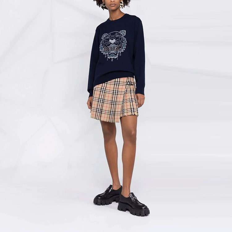 Purchase (W) KENZO FW21 Suéter Azul de Lana y Algodón de Manga Larga Pullover FB65PU5303XC-79