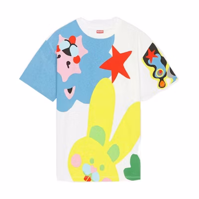 (Women) KENZO FW22 Animal Print Crewneck White Short Sleeve T-Shirt. FD52TS0464SY-02