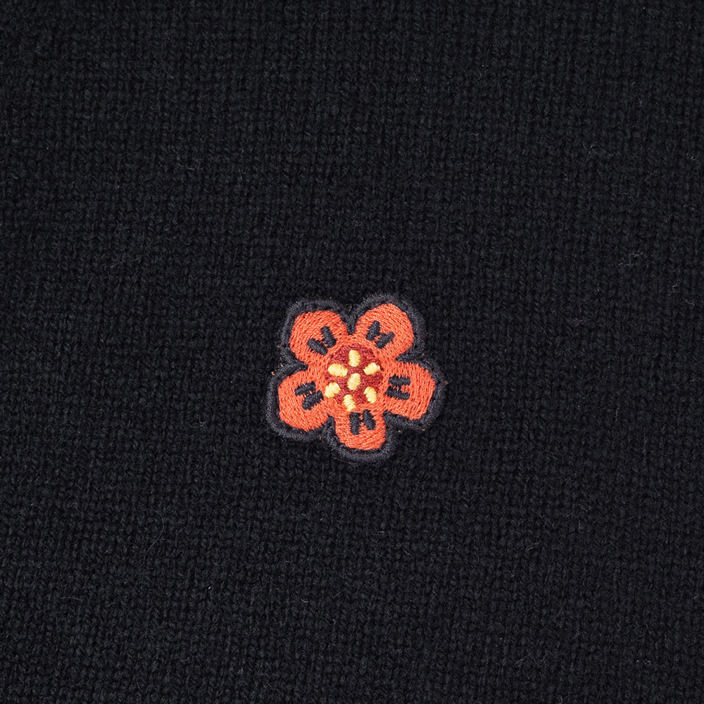 Sizing (W) KENZO FW22 Kardigan Wool Hitam Lelaki dengan Logo Huruf Reka Bentuk Leher V FC62CA3423LC-99