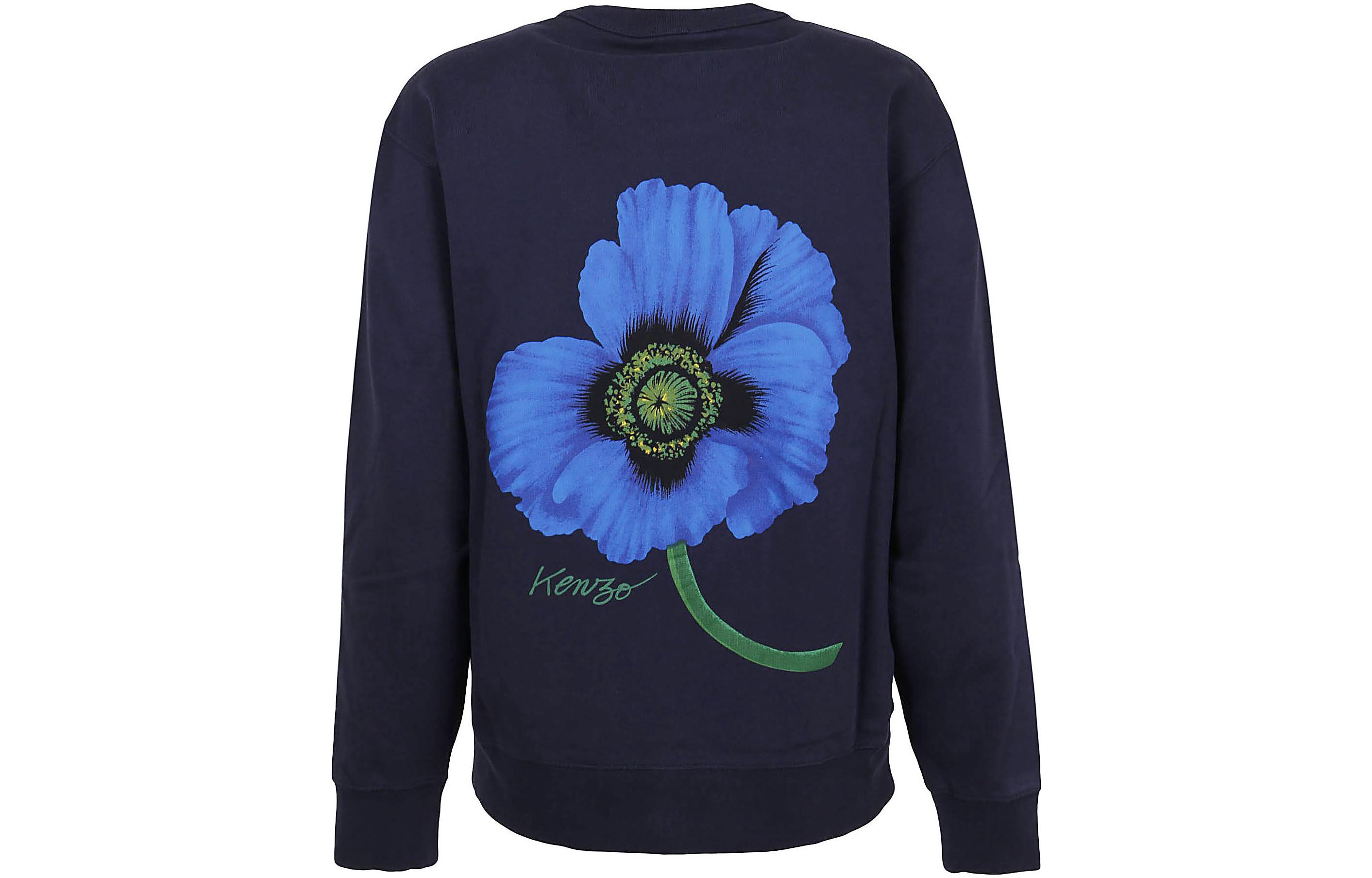 (Women) KENZO FW22  Blue Loose Fit Crewneck Sweatshirt with Logo Print. FC62SW0164MF-77