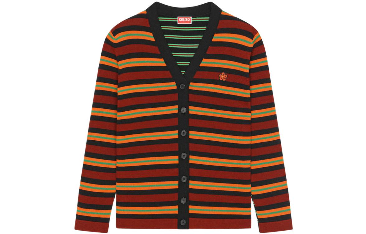 (Women) KENZO FW22  Floral Embroidered Striped Knit Cardigan Multicolor FC62CA3373CC-23