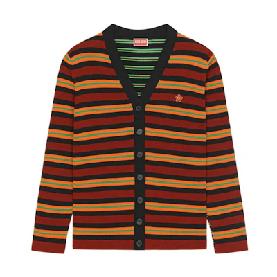 (Women) KENZO FW22 Floral Embroidered Striped Knit Cardigan Multicolor FC62CA3373CC-23