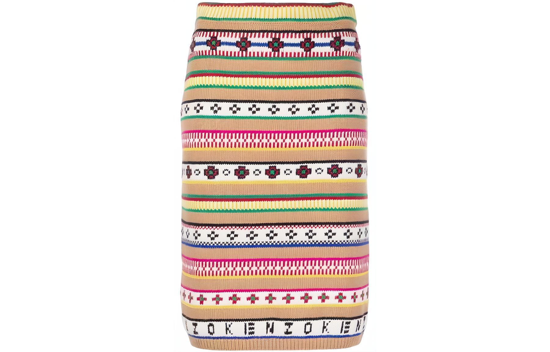 (Women) KENZO FW22  Floral High-Waisted Knit Skirt Multicolor. FC62JU3173CH-11
