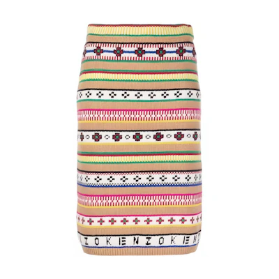 (Women) KENZO FW22 Floral High-Waisted Knit Skirt Multicolor. FC62JU3173CH-11