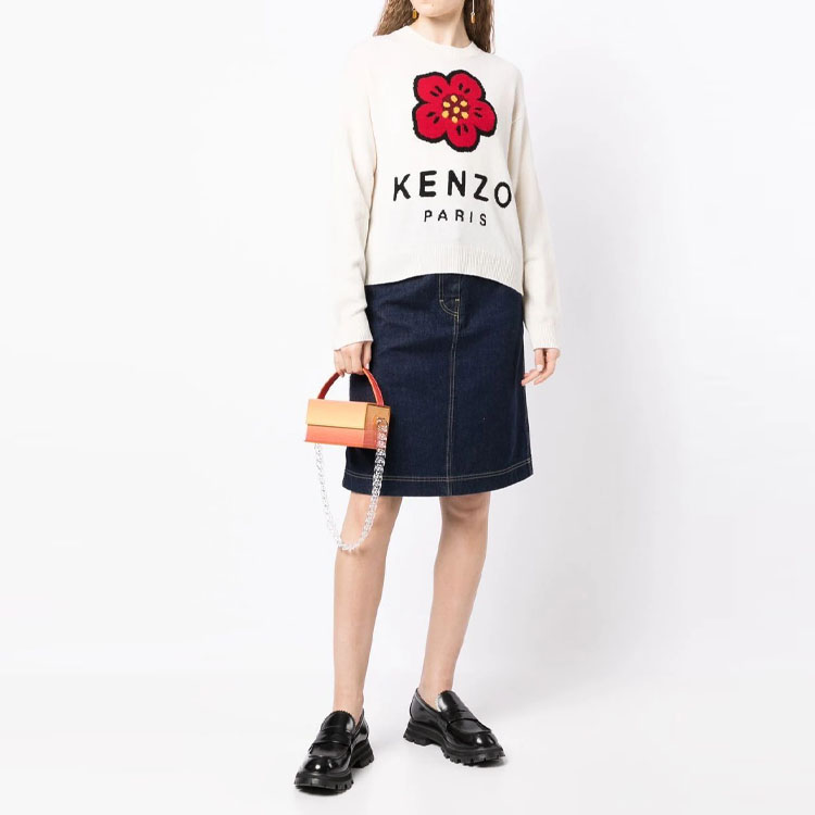 (Women) KENZO FW22  Floral Logo Wool Crewneck Sweater - Off White. FC62PU3443LD-WHITE 圖 4