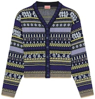 (Women) KENZO FW22 Jacquard Knit Cardigan Midnight Blue Sweater. FC62CA3183CD-77 (Women) KENZO FW22 Jacquard Knit Cardigan Midnight Blue Sweater. FC62CA3183CD-77