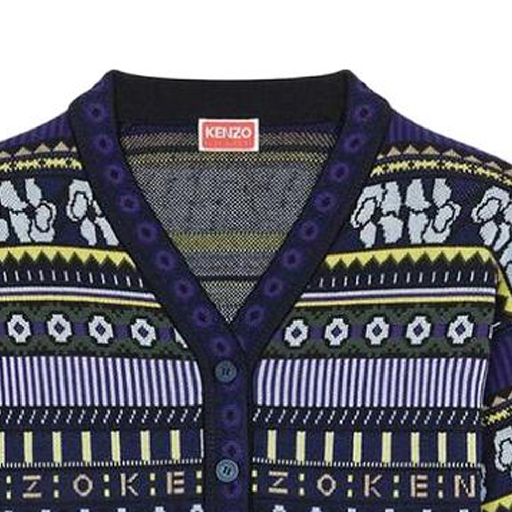 Sizing (W) KENZO FW22 午夜藍提花針織開襟衫。 FC62CA3183CD-77