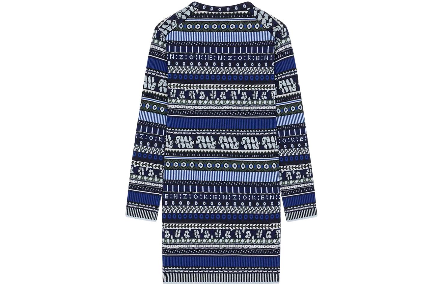 Lookbook (W) KENZO FW22 蓝色提花条纹长袖连衣裙 FC62RO3183CD-64