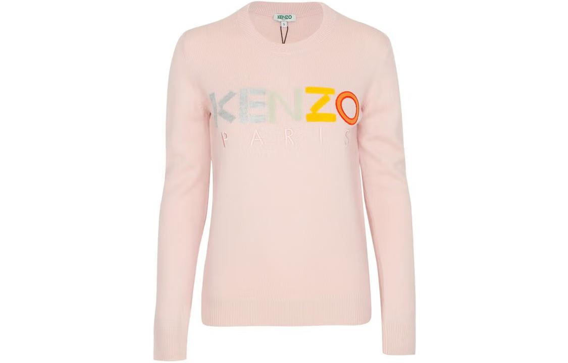 Order (W) KENZO FW22 Pink Knit Pullover Sweater dengan Logo Sulaman. F762TO457808-34