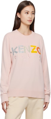 (W) KENZO FW22 Pink Knit Pullover Sweater dengan Logo Sulaman. F762TO457808-34 Shop (W) KENZO FW22 Pink Knit Pullover Sweater dengan Logo Sulaman. F762TO457808-34