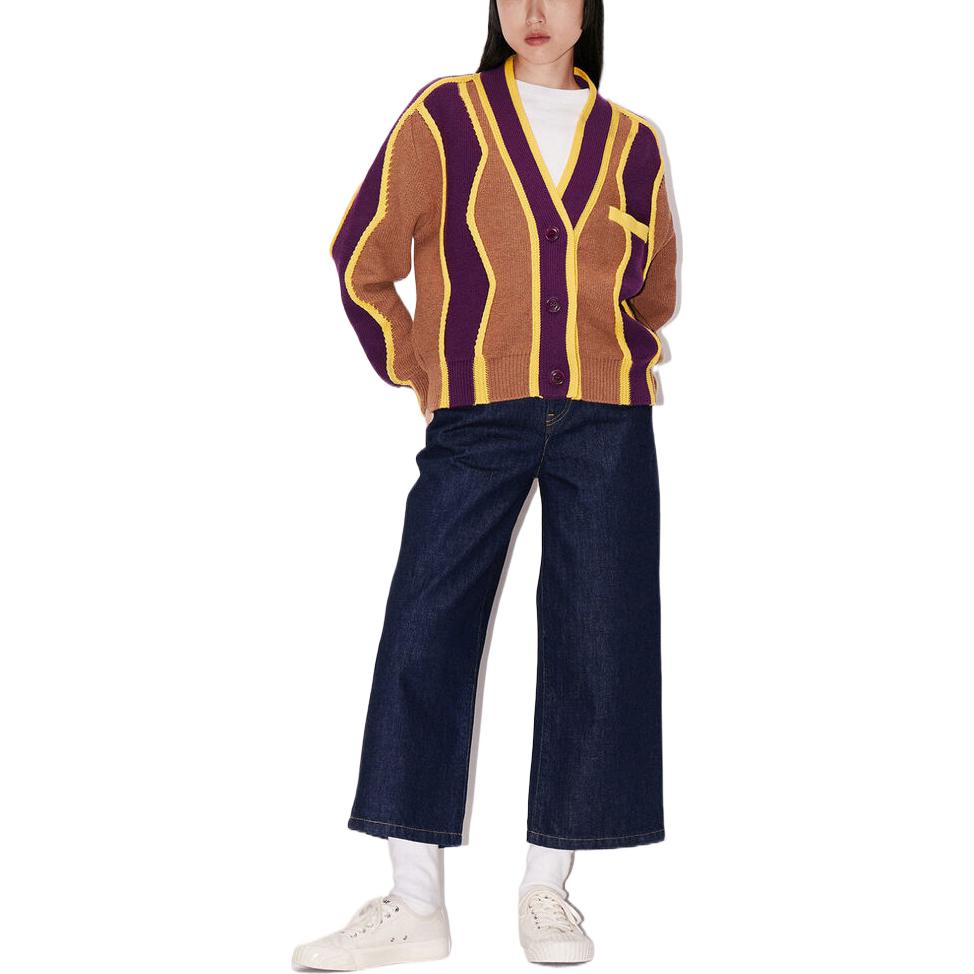 Shop (W) KENZO FW22 條紋V領針織開襟衫 紫色. FD52CA3703CK-83