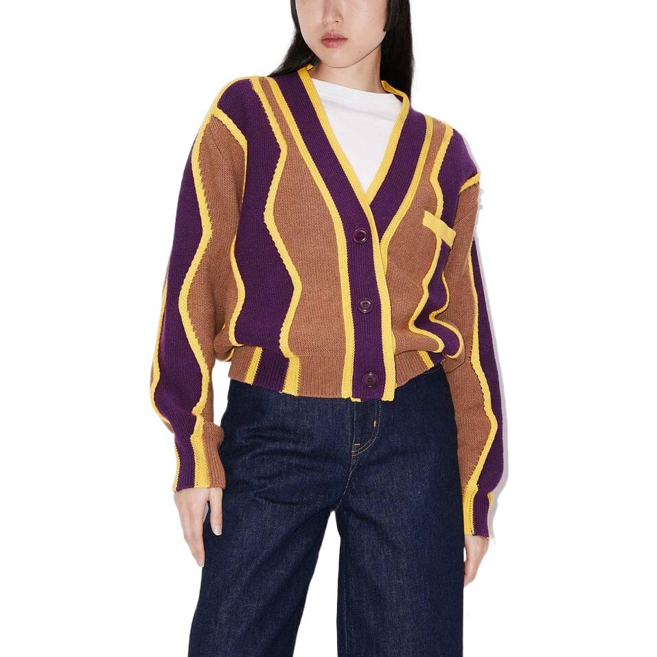 Purchase (W) KENZO FW22 條紋V領針織開襟衫 紫色. FD52CA3703CK-83