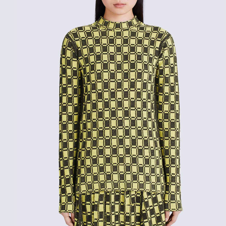 Shop (W) KENZO FW22 黄色几何印花修身长袖高领T恤 FC62PU3003CB-40