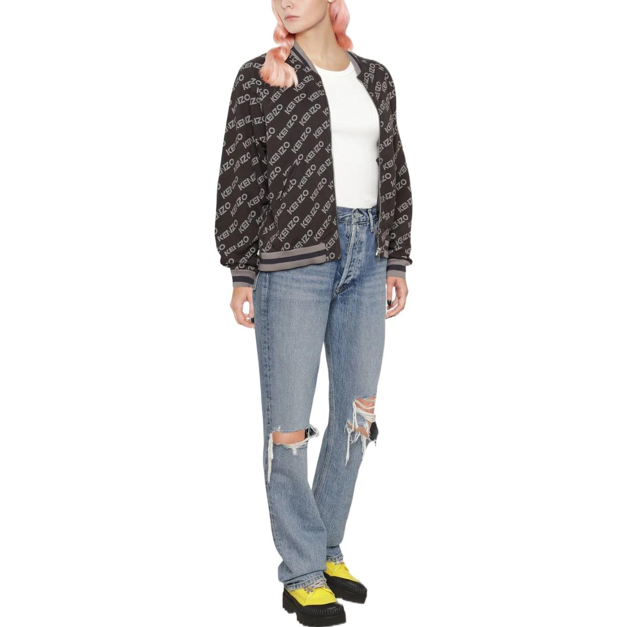 Lookbook (Women) KENZO FW22 All-Over Logo Zip-Up Jacket Grey  Spring Collection. FC62BL7004MF-99J