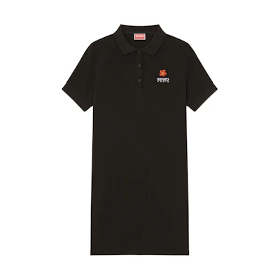 (Women) KENZO FW22 Boke Flower Black Embroidered Floral Logo Midi T-Shirt Dress . FC62RO7074PU-99J