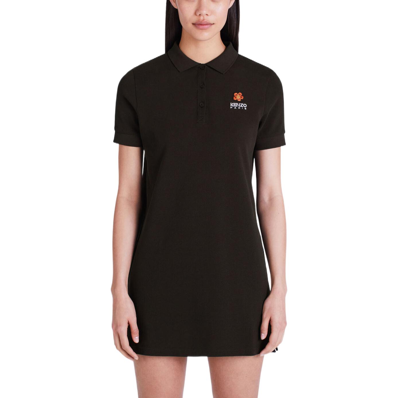 Shop (W) KENZO FW22 黑色绣花Boke花标志中长款连衣裙. FC62RO7074PU-99J