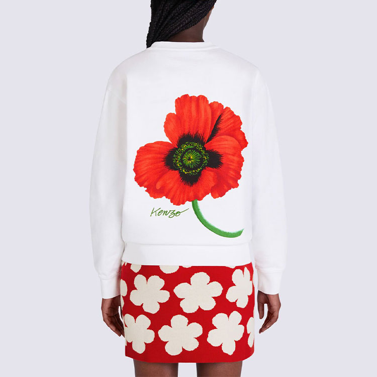 (Women) Kenzo FW22 White Floral Print High-Neck Long-Sleeve Sweatshirt FC62SW0164MF-01 圖 5