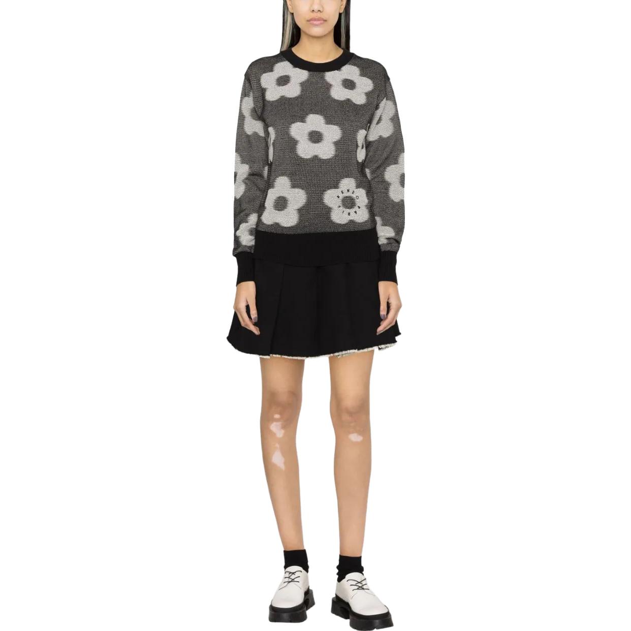 Purchase (W) KENZO FW23 Baju Sweater Hitam Motif Bunga Crewneck Pullover. FD62PU4133CA-99