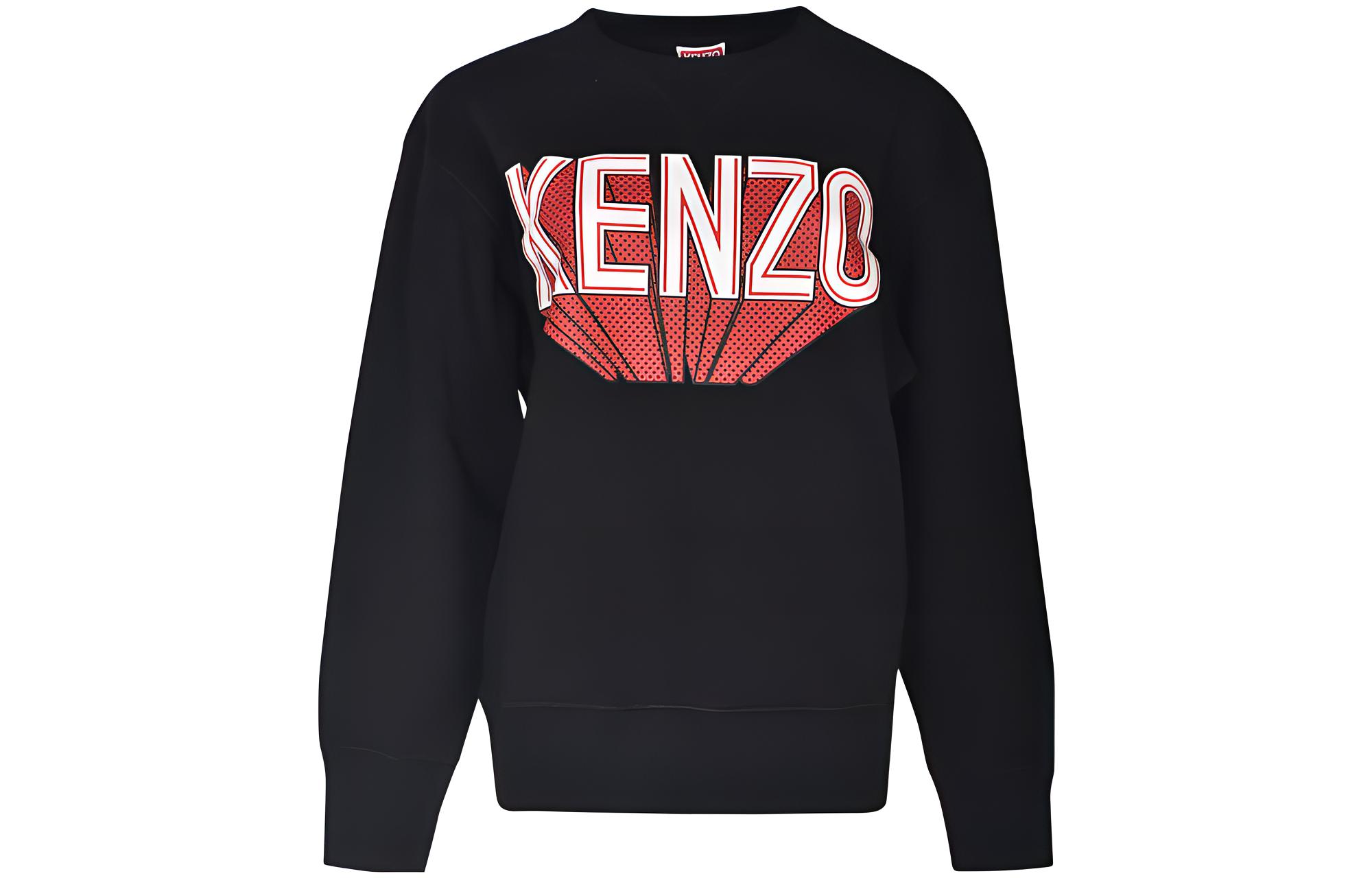 (Women) KENZO FW23  Black Pullover Sweatshirt with Letter Print. FD62SW0514MB-99J