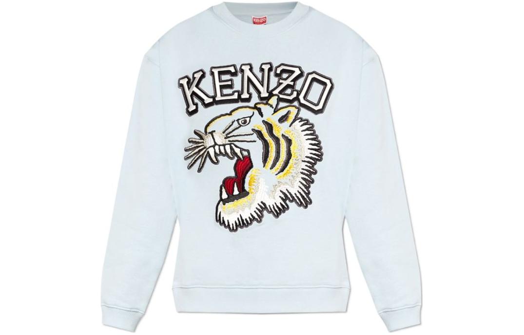 (Women) KENZO FW23  Blue Tiger Embroidered Crewneck Sweatshirt. FE52SW1394MF-63