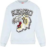 (Women) KENZO FW23 Blue Tiger Embroidered Crewneck Sweatshirt. FE52SW1394MF-63 (Women) KENZO FW23 Blue Tiger Embroidered Crewneck Sweatshirt. FE52SW1394MF-63