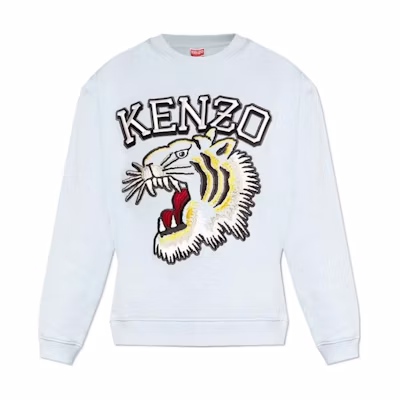 (Women) KENZO FW23 Blue Tiger Embroidered Crewneck Sweatshirt. FE52SW1394MF-63