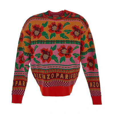 (Women) KENZO FW23 Colorblock Loose Fit Crewneck Sweater Multicolor. FD62PU4203CJ-22