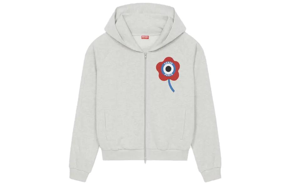 Buy (Women) KENZO FW23  Floral Print Hoodie Jacket Light Grey. FD62SW0884MF-93