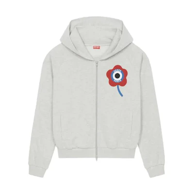 (Women) KENZO FW23 Floral Print Hoodie Jacket Light Grey. FD62SW0884MF-93