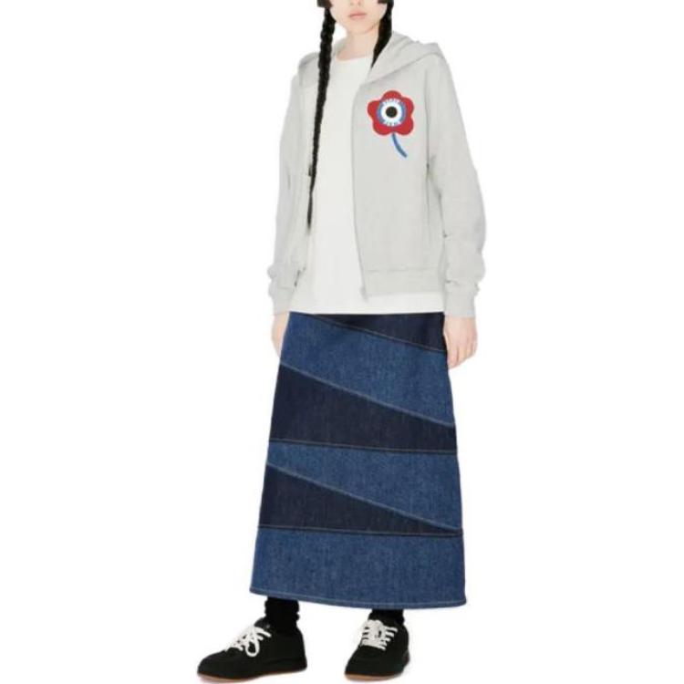 Details for (Women) KENZO FW23  Floral Print Hoodie Jacket Light Grey. FD62SW0884MF-93