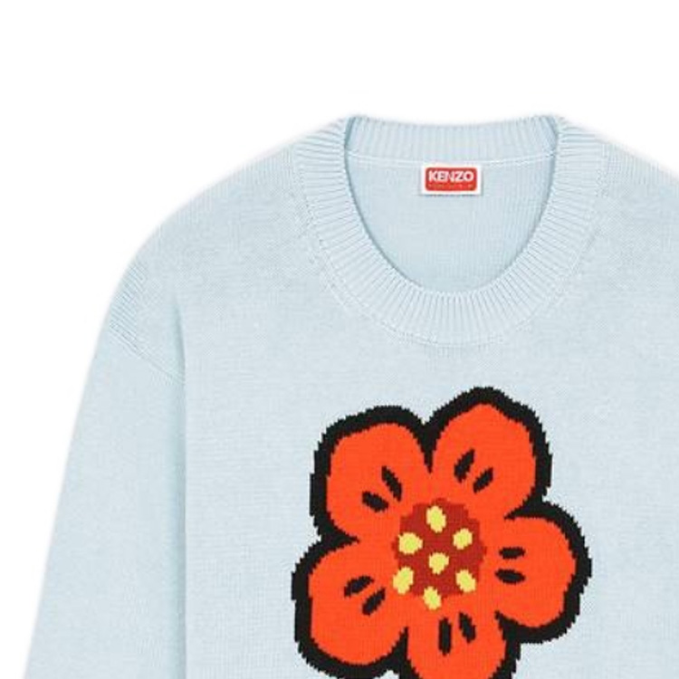 Cheap (Women) KENZO FW23  Light Blue Floral Jacquard Knit Sweater. FD52PU3803LC-63