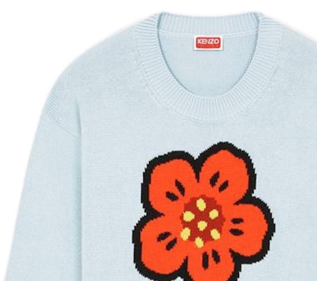 (Women) KENZO FW23 Light Blue Floral Jacquard Knit Sweater. FD52PU3803LC-63 Cheap (Women) KENZO FW23 Light Blue Floral Jacquard Knit Sweater. FD52PU3803LC-63