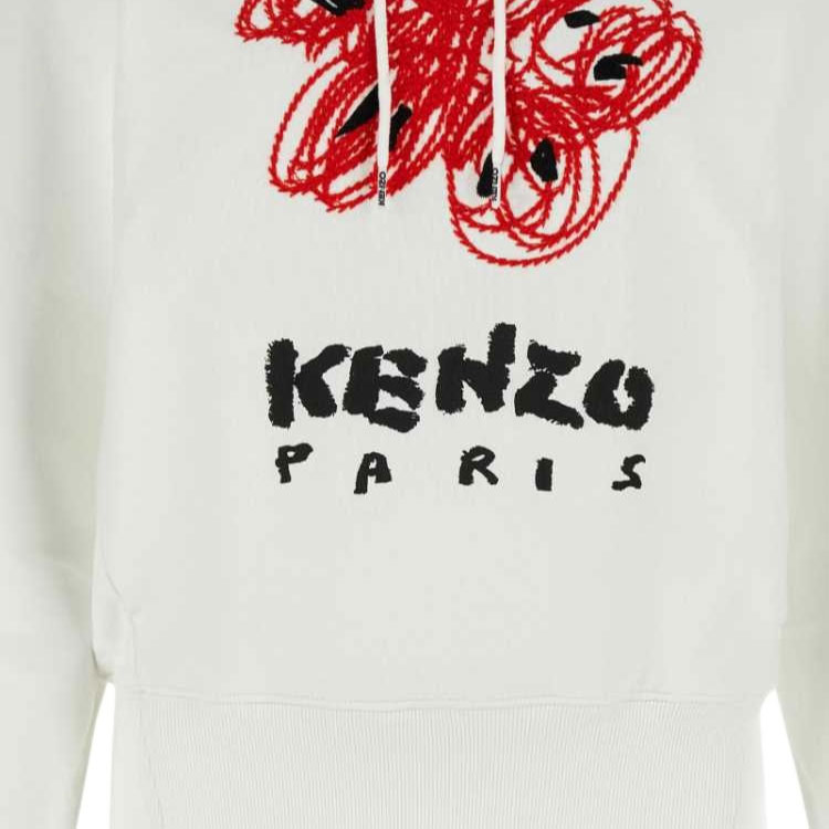 (Women) KENZO FW23  White Floral Letter Embroidered Cropped Hoodie. FE52SW1244MF-02 圖 5
