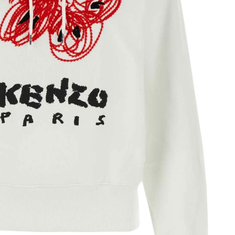 (Women) KENZO FW23  White Floral Letter Embroidered Cropped Hoodie. FE52SW1244MF-02 圖 7