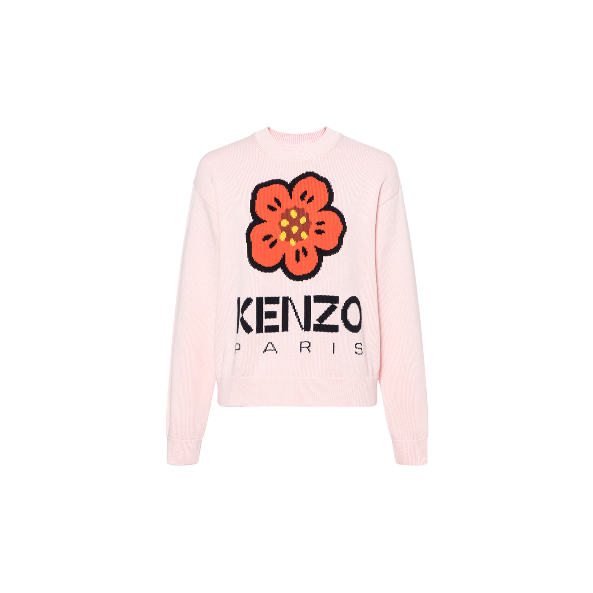 (Women) KENZO FW23 Floral Letter Print Crewneck Knit Sweater Pink FD52PU3803LC-34