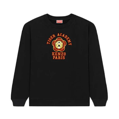 (Women) KENZO FW23 Floral Tiger Logo Print Crewneck Sweatshirt Women Black. FD62SW0724ME-99J