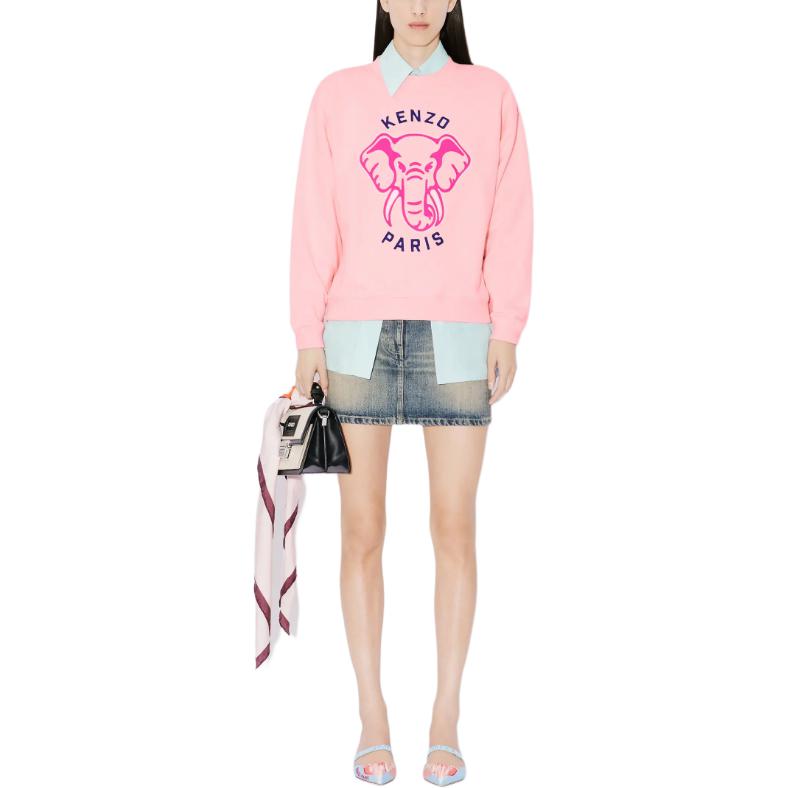 (Women) Kenzo FW23 Pink Cartoon Logo Letter Print Crewneck Sweatshirt FE52SW1364MF-34 圖 4