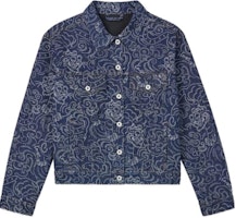 (Women) KENZO FW24 Blue Denim Jacket with Logo Patch and Single-Breasted Design. FE62DV2486R1-DM (Women) KENZO FW24 Blue Denim Jacket with Logo Patch and Single-Breasted Design. FE62DV2486R1-DM