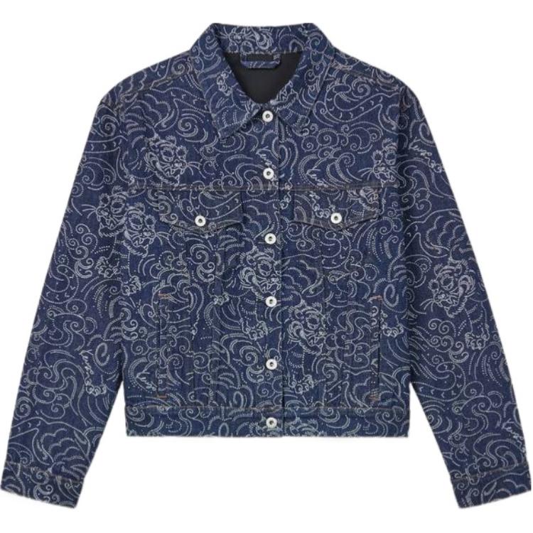 Order (W) KENZO FW24 藍色丹寧外套，徽標補丁單排扣設計。 FE62DV2486R1-DM