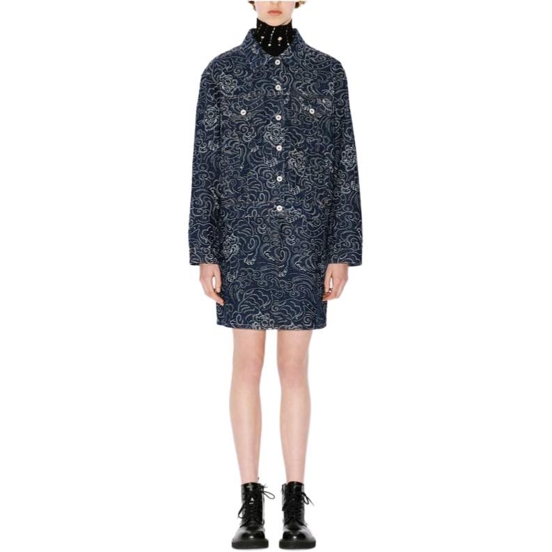 Shop (W) KENZO FW24 藍色丹寧外套，徽標補丁單排扣設計。 FE62DV2486R1-DM