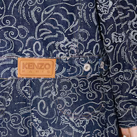 Sizing (W) KENZO FW24 藍色丹寧外套,徽標補丁單排扣設計。 FE62DV2486R1-DM