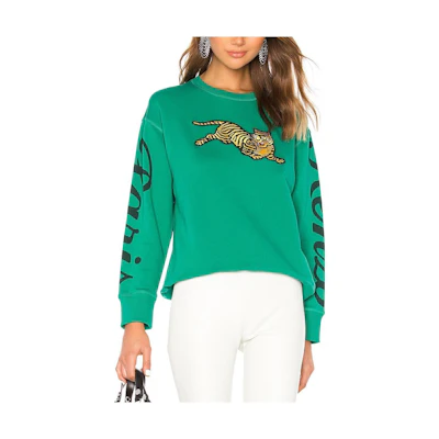 (Women) Kenzo Green Slim Fit Crewneck Sweatshirt with Animal Embroidery F952SW754952-57