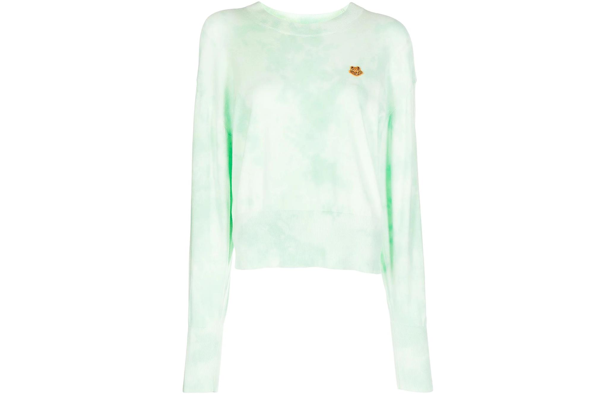 (Women) Kenzo Green Tie-Dye Logo Patch Long Sleeve Sweatshirt FC52PU6873TF-47