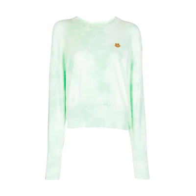 (Women) Kenzo Green Tie-Dye Logo Patch Long Sleeve Sweatshirt FC52PU6873TF-47