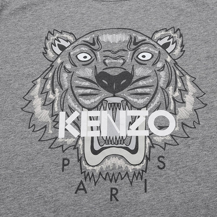 Cheap (W) KENZO Kaos Abu-Abu Katun dengan Desain Logo Harimau. FB62TS8464YB-95